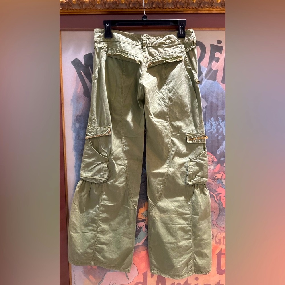 Y2K Girly Pop Sharagano Wide Leg Low Rise Cargo Pant - Picture 3 of 11